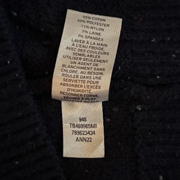 Treasure & Bond (Nordstrom brand) Crop Cable Knit Cotton Blend Navy Sweater Tank - Picture 6 of 6